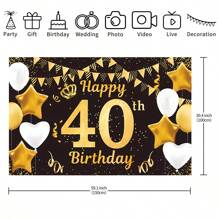 1 pezzo di telo scenografico decorativo nero e oro di alta qualità per festa di compleanno 40esimo, dimensioni 82,7*59,1/59,1*39,4/39,4*29,5 pollici, perfetto per decorare la sala della festa di compleanno