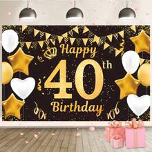 1 pezzo di telo scenografico decorativo nero e oro di alta qualità per festa di compleanno 40esimo, dimensioni 82,7*59,1/59,1*39,4/39,4*29,5 pollici, perfetto per decorare la sala della festa di compleanno