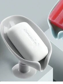 6 pezzi/4 pezzi/2 pezzi/1 pezzo Portasaponetta a forma di foglia con drenaggio, vassoio portasaponetta con ventosa per accessori da bagno, contenitore per sapone, organizzazione e arredo bagno (grigio, verde) Decorazione autunnale per la casa, Ritorno a scuola