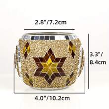 3 Pieces Handmade Mosaic Candle Holder Set - Unique Star And Moon Design Tea Light Holder, Tabletop Decorative Candle Holder, Suitable For Wedding Anniversary, Birthday, Party Decoration And Romantic Dinner - Stained Glass Decoration, Handmade Pen Holder, Potted Bowl, Glass Small Candle Holder, Suitable For Home, Restaurant, Bar And Holiday Celebrations Gifts Graduation