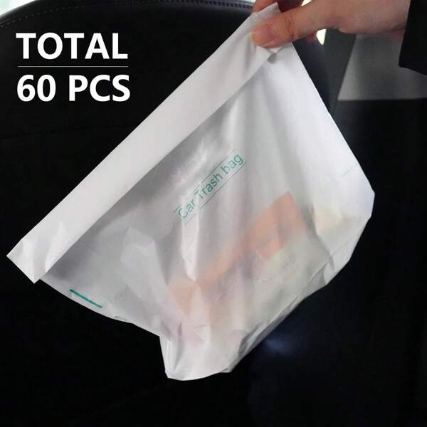 60pcs Household Workbench Car Trash Bags - Car Garbage Portable Sticky Rubbish Bags Kitchen Bedroom Trash Bags Waterproof & Leak-Proof For Car Offices Toilet School Desk Apartment Easy Sticky