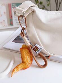 1pc Simulatie Voedsel Hanger, Decoratieve Sleutelhanger Inclusief Sushi, Rijstbal, Chips, Gebakken Kip, Gebakken Ei, Handgemaakt Touw, Mode Accessoire Voor Tas, Telefoon, Camera, Unisex Klein Cadeau