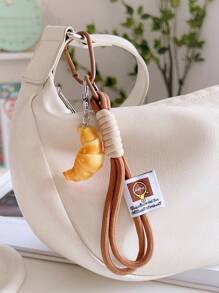 1pc Simulatie Voedsel Hanger, Decoratieve Sleutelhanger Inclusief Sushi, Rijstbal, Chips, Gebakken Kip, Gebakken Ei, Handgemaakt Touw, Mode Accessoire Voor Tas, Telefoon, Camera, Unisex Klein Cadeau