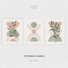 Set Of 3 Peach Green Boho Botanical Wall Arts Print, Sage Green Mid Century Print, Sage Green Canvas Posters, Natural Minimalist Wall Decor, Spring Decor, Artwork For Living Room, Bedroom, Cafe, Bar, Office, Hallway, Home And Room Decoration, Unframed Gifts Birthday Graduation