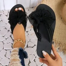 3cm Flat Sandals, Simple Solid Color, Casual For Daily Wear In Summer - Black - View 4