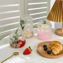 1-4 Pieces 530 Milliliter Glass Cup Heat-Resistant Tumbler With Spoon Holder Transparent Tea Juice Milk Coffee Cup Household Water Glass Stripe Beer Mug - B Straw 4PCS - View 5