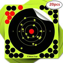 20 pezzi bersagli adesivi 8"X8" con effetto giallo, accessori per giochi anti-stress, adatti per la pratica di tiro all'aperto/interno, simulazione di salvataggio di ostaggi, compatibili con BB gun, softair, carabine ad aria, pistole, fucili - Multicolore - Visualizzare 5