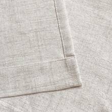 1pc Faux Linen Kitchen Short Curtain, Semi-Sheer Privacy Protecting Petite Window Drape, Linen Texture Pattern, Minimalist Bedroom Curtain - Beige - View 5