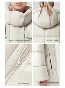 Women's Long Winter Coats Hooded Zip Up Casual Baggy Jackets Warm Clothes Outerwear - 深棕色 - 查看 7