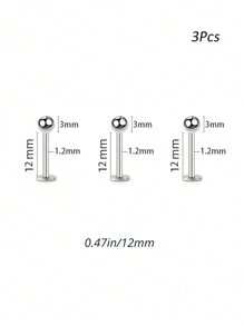 3Pcs/4Pcs 16G Stainless Steel Lip Rings Labret Nose Studs Piercing Monroe Nose Studs Cartilage Tragus Helix Earring 6/8/10/12mm
