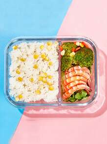 玻璃食品容器微波炉适用分隔式餐盒便当盒防漏带盖耐热午餐盒 - 彩色 - 查看 6