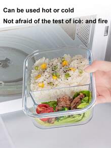 玻璃食品容器微波炉适用分隔式餐盒便当盒防漏带盖耐热午餐盒 - 彩色 - 查看 10