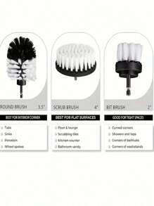 3-delige set boorborstelbevestigingen, Power Scrubber-reinigingsborstels, gereedschapsset, allesreiniger boorborstel voor voegen, vloer, bad, douche, tegels, badkamer, keukenoppervlak (wit)