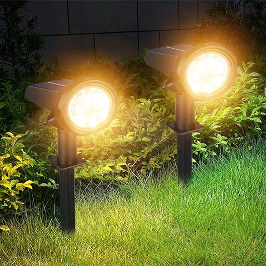 Solar Landscape Waterproof Light ,10 LED Three-Level Dimming + IP44 Waterproof, Intelligent Light Control For Automatic Night Lighting ,300mAh, Plastic Garden Light With Independent Solar Panel, Can Automatically Switch On And Off At Driveway, Pool Area And Garden Entrance - Efficient Outdoor Lighting, Suitable For Yard, Garden, Farm, Lawn Decoration, Also Suitable For Christmas, Halloween, Thanksgiving Decoration, Is A Great Choice For Gift Giving - 暖白色 - 查看 1