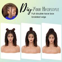 Full Double Lace Braided Wigs Knotless Spring Twisted Braids Wigs Passion Twist Wigs For Women 16 Inches Synthetic Lace Front Bob Braid Hair Wigs