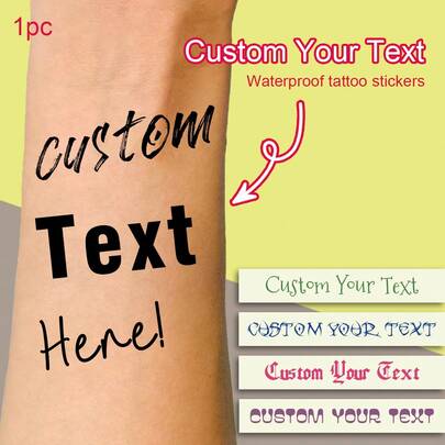 Custom Personalized Fake Tattoos Temporary, Custom Tattoos, Personalized Temporary Tattoos, Multicolor Text Stickers, For Birthday Party Wedding Bride Groom Decor, Custom Text, Personalized Text Contracted, Casual, Basics, Colorful, Leisure, Unique, Customized, Personalized, Custom, Gifts For Her, Girlfriend, Family, Friends, Her, Multi-Functional, Ornamental ,Forever Love ,Beauty Makeup Products, Waterproof