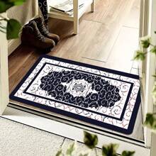 1/2pcs Bohemian Theme Kitchen Carpet Set - Deep Blue Stripes, Floral Design, Non-Slip, Machine Washable, Soft Polyester For Bathroom, Hallway, Bedside - Perfect Home Decor & Gift - Multicolor - View 8