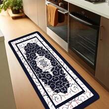 1/2pcs Bohemian Theme Kitchen Carpet Set - Deep Blue Stripes, Floral Design, Non-Slip, Machine Washable, Soft Polyester For Bathroom, Hallway, Bedside - Perfect Home Decor & Gift - Multicolor - View 6