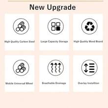 Metal Wire Baskets With Wheels, Kitchen Organiser, 6 Tier Stackable Storage Containers, Fruit And Vegetable Trolley, Dish Rack For Bathroom, Garage And Pantry - 6 Tiers - View 5