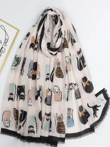 1pc Cat Print Scarf Wrap Shawl - Multicolor - View 18