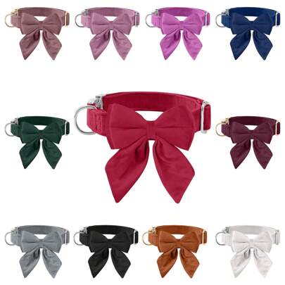 Adjustable Dog Collar With Bow, Zinc Alloy Buckle Soft Collar With Detachable Metal D-Ring For Small Medium Large Dogs