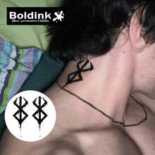 Boldink 的非永久性纹身技术 - 灵感来自战士设计，外观自然逼真，适合初学者，纹身效果真实，防水，使用方便，持续时间 1-2 周，享受纹身体验 - 黑色 - 查看 3