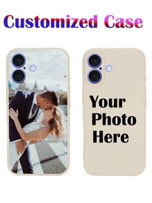 1pc Customized Couple Wedding Memorial Photo Matte Vintage White Soft Full Coverage Phone Case, Compatible With Iphone XR 11 13 15, Clear And Stylish, Fashion, Colorful, Cute, Shrinkable, Matching Phone Case, Cute Customized, Personalized, Unique, Mother's Day Friend Gift IPhone 16 ProMax/16 Plus/16 Pro/16 Phone Case,Customized Phone Cases,Easy Comfort - White - View 1