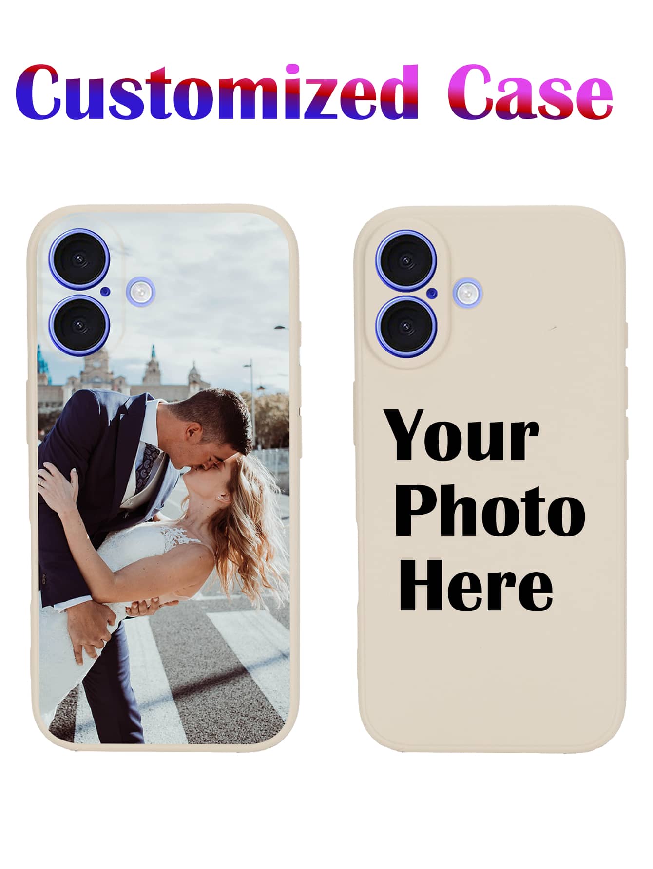1pc Customized Couple Wedding Memorial Photo Matte Vintage White Soft Full Coverage Phone Case, Compatible With Iphone XR 11 13 15, Clear And Stylish, Fashion, Colorful, Cute, Shrinkable, Matching Phone Case, Cute Customized, Personalized, Unique, Mother's Day Friend Gift IPhone 16 ProMax/16 Plus/16 Pro/16 Phone Case,Customized Phone Cases,Easy Comfort - White - View 1