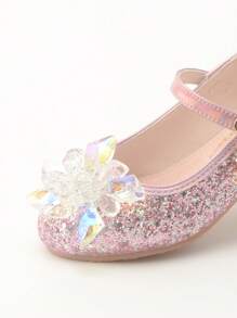 Girls' Princess Shoes, New Spring/Autumn Crystal Shoes For Little Girls, Hook-And-Loop Children's High-Top Soft Bottom Comfortable Flats