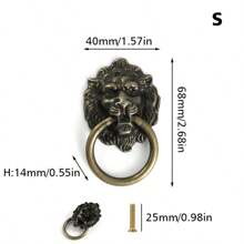 1pc Knobs And Pulls New Antique Bronze Lion Head Pulls For Dresser Drawer Cabinet Door Handles Knobs Door Knocker - Multicolor - View 14