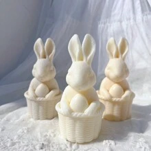 Egg Rabbit Silicone Candle Mold Bunny Resin Silicone Mold Animal Soy Wax Mould Easter Home Decor Concrete Mould - Pink - View 6