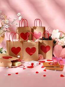 20 piezas Bolsas de regalo con forma de corazón y tarjetas de felicitación con forma de corazón. Bolsa de regalo de papel kraft con forma de corazón, bolsa de regalo de cartón blanco, bolsa de regalo de cumpleaños de amor, bolsa de regalo del Día de la Madre, bolsa de fiesta, bolsa de regalo de boda, bolsa de regalo de manualidades y regalos de fiesta. - Multicolor - Ver 1