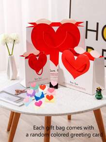 20 piezas Bolsas de regalo con forma de corazón y tarjetas de felicitación con forma de corazón. Bolsa de regalo de papel kraft con forma de corazón, bolsa de regalo de cartón blanco, bolsa de regalo de cumpleaños de amor, bolsa de regalo del Día de la Madre, bolsa de fiesta, bolsa de regalo de boda, bolsa de regalo de manualidades y regalos de fiesta. - Multicolor - Ver 4