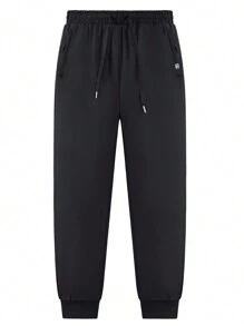GRIM PANDA Winter Men's Thermal Lined Thick Long Pants, 1pc, With Zipper Pockets Outdoor Sports Cold-Proof Warm Pants, Suitable For Daily Casual, Hiking - Black - View 3