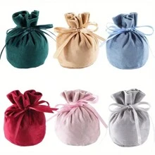 10 peças de saco de armazenamento de veludo dourado com laço de tecido, saco de armazenamento de joias, saco de doces de casamento, pequeno saco de armazenamento de lembranças, saco pequeno de presente, promoção de festa de inauguração de casa, saco de presente de lembrança (tamanho do azulejo: 14,5*15 cm, 6 cores: vermelho, rosa, champanhe, azul, cinza, verde)