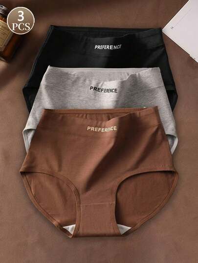 3 Pcs/Pack Women Panties, Sexy Solid Color High-Waist Seamless Comfortable Underwear