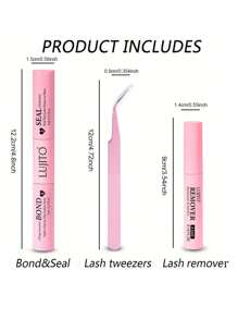 LUJITO Lash Bond And Seal 10ml Individual Lashes Glue And Seal Super Strong Hold DIY Lash Extension And Lash Glue Remover 4.5ml And Eyelash Tweezers Kit Hold 48-72 Hours Waterproof Cluster Lash Glue Eyelash Extension Kit Makeup Tool, Hypoallergenic Liquid Glue For DIY Extensions And Personal Makeup Lash Glue,Eye Lash Glue