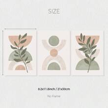 Set Of 3 Peach Green Boho Botanical Wall Arts Print, Sage Green Mid Century Print, Sage Green Canvas Posters, Natural Minimalist Wall Decor, Spring Decor, Artwork For Living Room, Bedroom, Cafe, Bar, Office, Hallway, Home And Room Decoration, Unframed Gifts Birthday Graduation