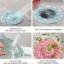 1pc Hair Catcher Shower Drain Covers Protector, Silicone Bathtub Hair Stopper, Drain Mat, Shower & Tub Drain Protector, Easy To Install And Clean Suit For Bathroom Tub Shower And Sink Home Bathroom Decor Fall Decor Back To School - Multicolor - View 3