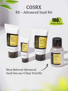 COSRX 蜗牛护肤全套指南 | 旅行套装礼盒，包含洁面啫喱 (0.67 液盎司)、精华液 (1.01 液盎司)、保湿霜 (0.70 液盎司) 和眼霜 (0.16 液盎司)，蕴含蜗牛分泌物，修护、滋养、焕活肌肤，韩国护肤品 - Travel Size - 查看 2