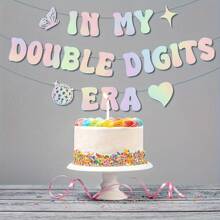 In My Double Digits Era Banner Glitter Popular Birthday Decorations Banner For Birthday Party Decorations Hot Laser Birthday Banner
