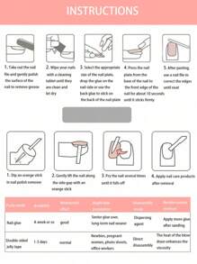 10片装优雅水洗扎染风格蛇纹装饰美甲贴片，美甲用品，手工美甲贴片 - 黑與白 - 查看 4