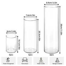 Superlele 12/18/24pcs Clear Glass Cylinder Vases, 4, 8, 12 Inch Tall Cylinder Vases For Centerpieces, Glass Flower Vase, Hurricane Floating Candle Holder Vase For Table Shelf, Party, Wedding, Home