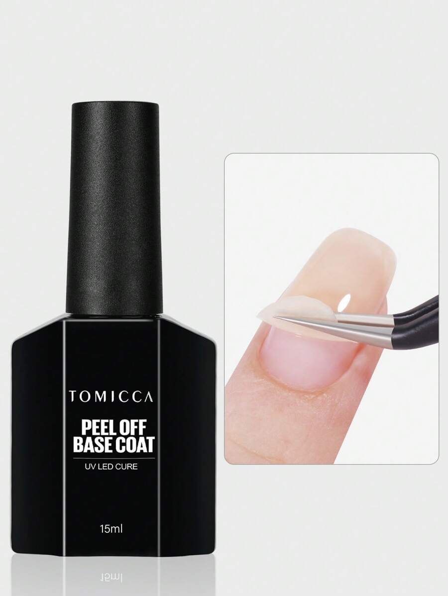 TOMICCA 15毫升/1瓶透明可撕底胶，需使用UV/LED灯固化，持久耐用，适用于美甲设计、DIY美甲沙龙，或作为女士礼物。 - 無色 - 查看 1