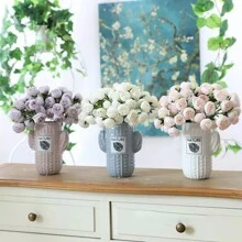 Set de 9 piezas de ramos de peonía artificial, ramo de 27 cabezas de flores artificiales, adecuado para bodas, fiestas, decoración del hogar, fiestas de vacaciones, ramo de rosas artificiales para el Día de los Enamorados - Flores de peonía y camelia artificiales de plástico para decoración del hogar, sala de estar, boda, fiesta, Día del Padre, Día de la Madre, graduación, centros de mesa, accesorios de fotografía y arreglos florales de novia para bodas