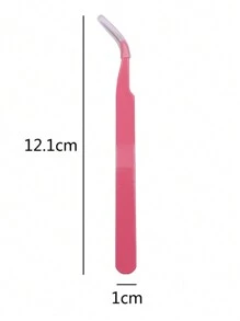 Rose Red Minimalist Eyelash Tweezers, Straight And Angled Tip Design, Two Tip Options, Precision Crafted, Easily Meets Various Needs. Thickened Steel, High Hardness, Good Elasticity, Durable. Comes With Protective Cap To Avoid Hand Injury. Comfortable Fit. - Hot Pink - View 4