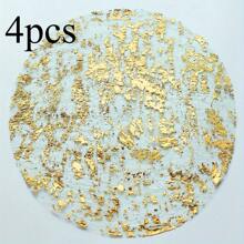 1/4/12pcs Disposable Golden Placemats Round 33.02 Cm Golden Foil Mesh Pressed Fall Table Mates Golden Doilies For Dining Table Wedding Birthday Party Holiday Home Decoration
