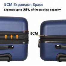 ABS Hard Shell Travel Trolley Suitcase,4-Wheel Luggage Set Hand Luggage 24" Deep Blue - Multicolor - View 7