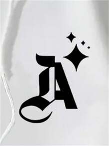 Women's Monogram Printed Hoodie With Kangaroo Pocket And Drawstring - 白色 - 查看 6
