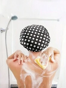 1 件可重复使用的成人女士双层豹纹和斑马纹丝绸防水浴帽，弹力浴帽，适用于日常护发、厨房防油